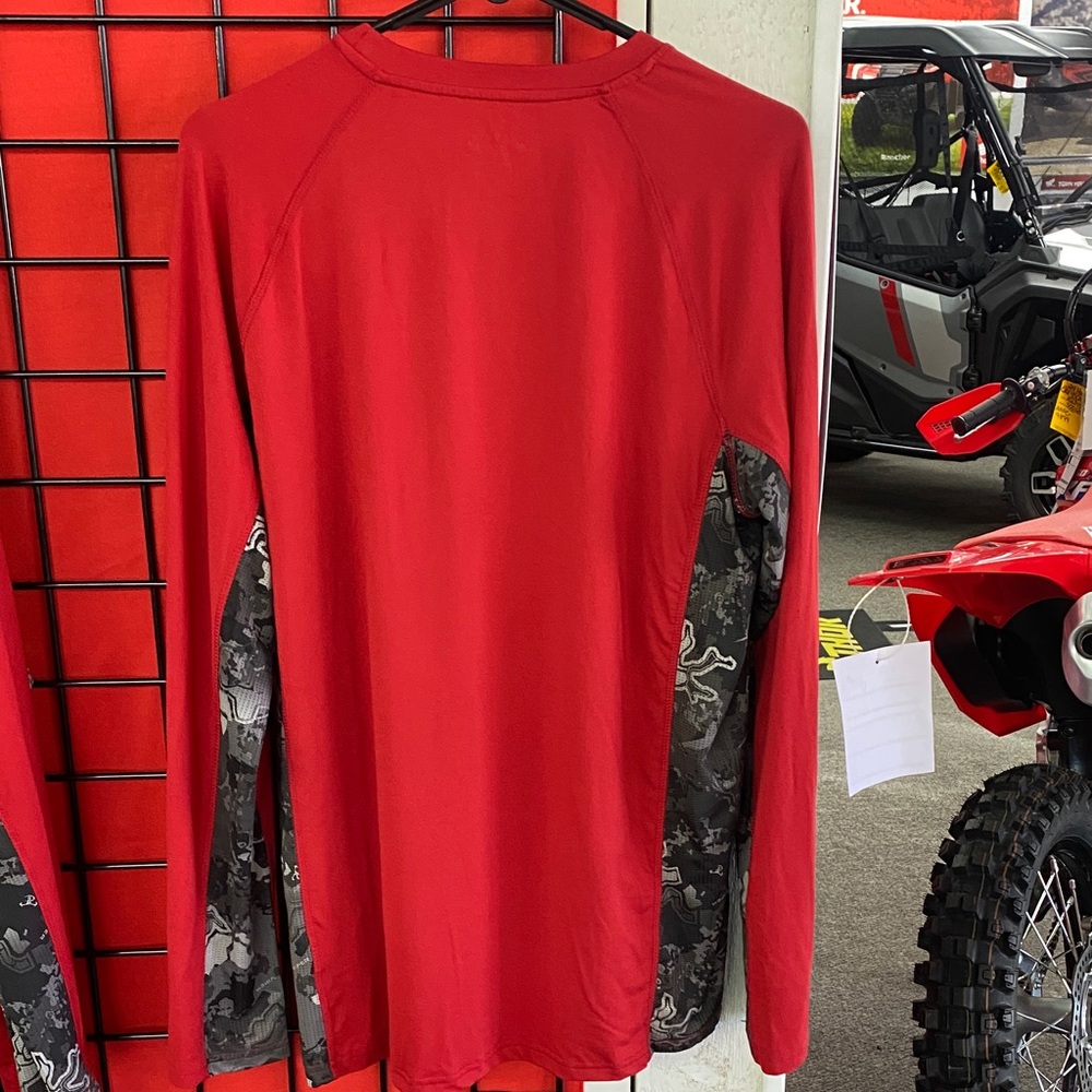 HRC Mens Red Long Sleeve Tee Tech Camo Design Honda Racing - Picture 3 of 4